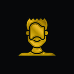 Beard gold plated metalic icon or logo vector