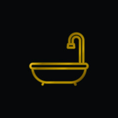 Bathtub gold plated metalic icon or logo vector