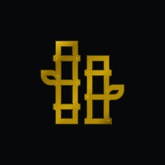 Obraz premium Bamboo gold plated metalic icon or logo vector