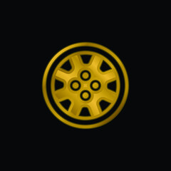 Fototapeta premium Alloy Wheel gold plated metalic icon or logo vector