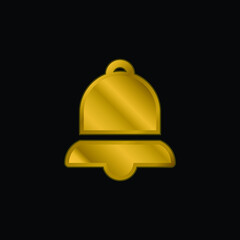 Bell gold plated metalic icon or logo vector