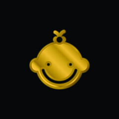 Baby Girl gold plated metalic icon or logo vector