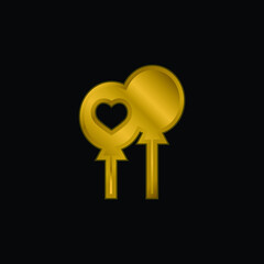 Balloons gold plated metalic icon or logo vector