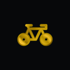 Bicycle gold plated metalic icon or logo vector