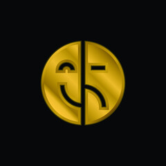 Bipolar gold plated metalic icon or logo vector