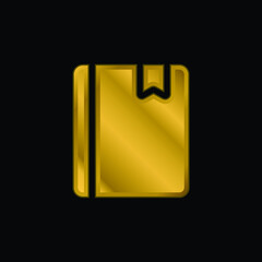 Book gold plated metalic icon or logo vector