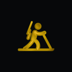 Biathlon gold plated metalic icon or logo vector