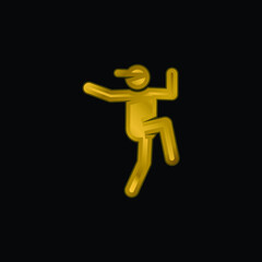 Breakdance gold plated metalic icon or logo vector