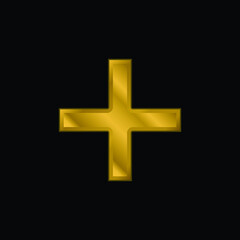 Add gold plated metalic icon or logo vector