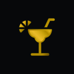 Alcohol gold plated metalic icon or logo vector
