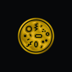 Bacteria gold plated metalic icon or logo vector