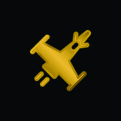 Fototapeta premium Attack Ship gold plated metalic icon or logo vector