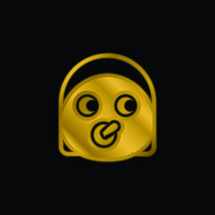 Baby gold plated metalic icon or logo vector