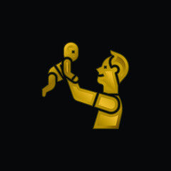 Baby gold plated metalic icon or logo vector