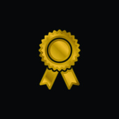 Badge gold plated metalic icon or logo vector
