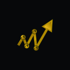 Arrow Made Up Of Connectors And Lines gold plated metalic icon or logo vector