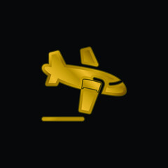 Arrivals gold plated metalic icon or logo vector