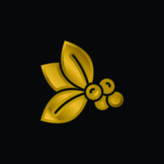Berries gold plated metalic icon or logo vector