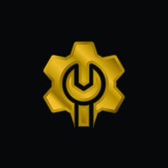 Admin gold plated metalic icon or logo vector