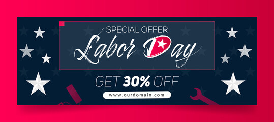 Labor day sale facebook cover page timeline web ad banner template