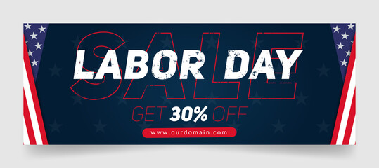 Labor day sale facebook cover page timeline web ad banner template | Modern layout concept design