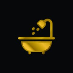 Bath gold plated metalic icon or logo vector
