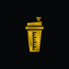 Bottle gold plated metalic icon or logo vector