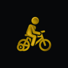 Fototapeta premium Bicycle gold plated metalic icon or logo vector