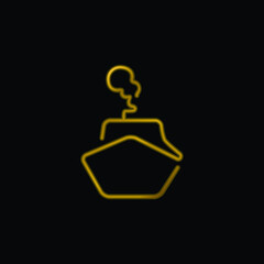Boat Outline gold plated metalic icon or logo vector