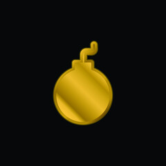 Bomb gold plated metalic icon or logo vector