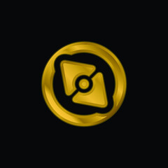 Big Point Compass gold plated metalic icon or logo vector