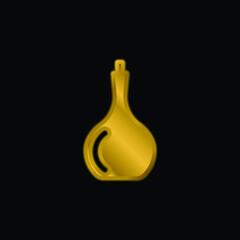 Big Bottle gold plated metalic icon or logo vector