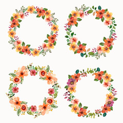 Watercolor floral wreath vector collection