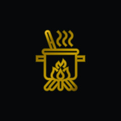 Boiling gold plated metalic icon or logo vector