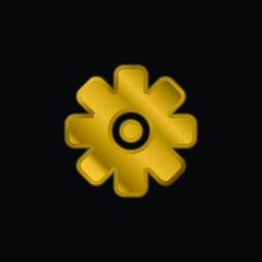 Big Cogwheel gold plated metalic icon or logo vector