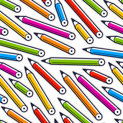 Colorful pencils seamless vector wallpaper, different color pencils endless pattern background.