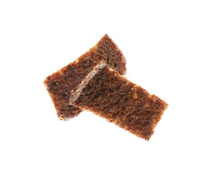 Delicious hard chucks on white background, top view