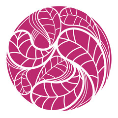 Stylish vector floral monogram isolated, graphic design leaves logo or emblem in a shape of circle, template for boutique or hotel or salon logo, classical style linear element.