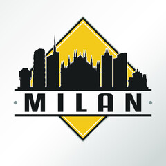 Milan, Metropolitan City of Milan, Italy Skyline Logo. Adventure Landscape Design Vector Illustration.