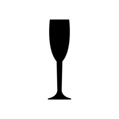 Silhouette of a champagne glass on a white background.