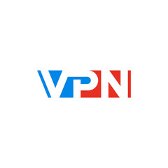 VPN initial letter, negative space. Business logo design.