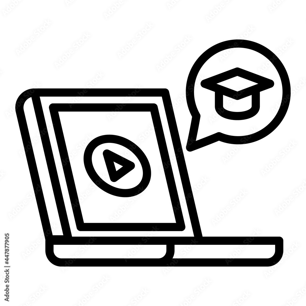 Poster interactive learning laptop icon. outline interactive learning laptop vector icon for web design iso