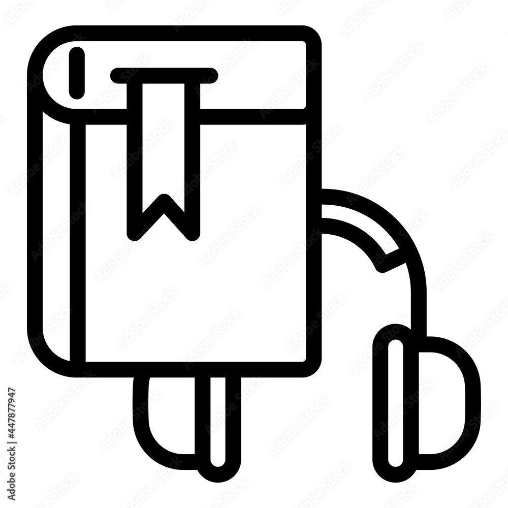 Poster interactive learning audio book icon. outline interactive learning audio book vector icon for web de