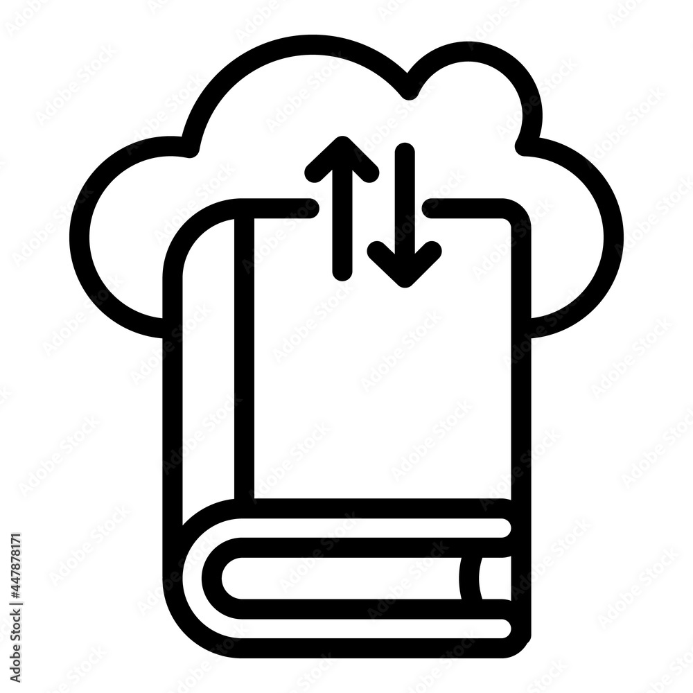 Poster interactive learning cloud book icon. outline interactive learning cloud book vector icon for web de