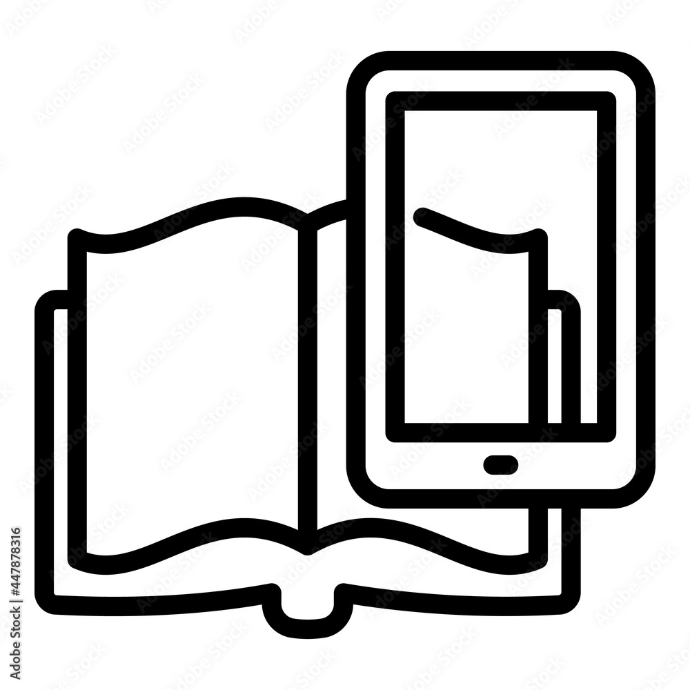 Poster interactive learning book search icon. outline interactive learning book search vector icon for web 