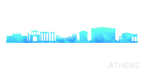 Athens, Greece Low Poly Skyline Clip Art City Design. Geometric Polygon Graphic Horizon Icon. Vector Illustration Symbol.