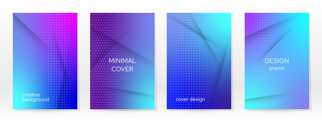 Fototapeta premium Minimal Poster. Pastel Soft. Blue Gradient Set.