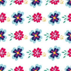 white blue emmas flowers seamless pattern background
