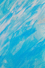 creative sky background: temporary image of cloudy blue heaven on a rough canvas with colored primer