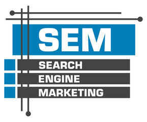 SEM - Search Engine Marketing Blue Grey Boxes Top Bottom Squares 